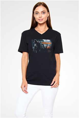 Tom Clancy Siyah Unisex V Yaka Tişört