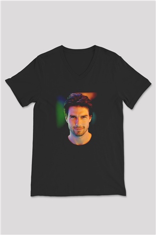 Tom Cruise Siyah Unisex V Yaka Tişört T-Shirt