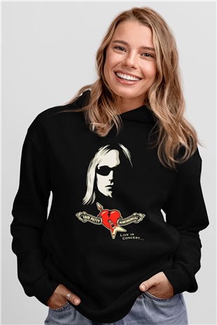 Tom Petty Siyah Unisex Kapşonlu Sweatshirt
