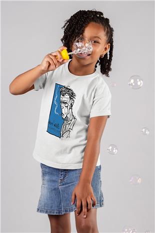 Tom Waits Baskılı Beyaz Unisex Beyaz Çocuk Tişört - Tshirt