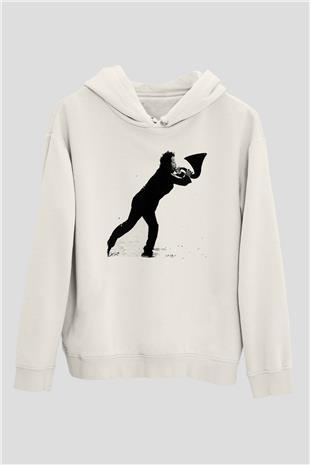 Tom Waits Baskılı Beyaz Unisex Kapüşonlu Sweatshirt