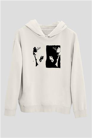 Tom Waits Baskılı Beyaz Unisex Kapüşonlu Sweatshirt