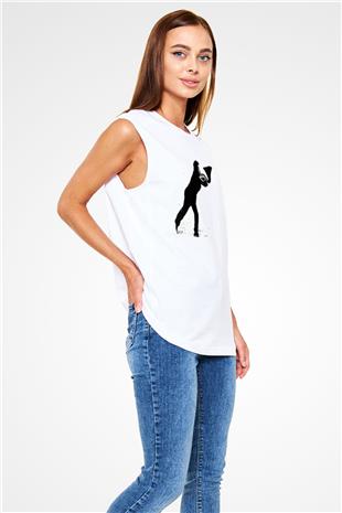 Tom Waits Baskılı Beyaz Unisex Kolsuz Tişört - Tshirt