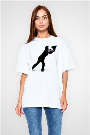Tom Waits Baskılı Beyaz Unisex Oversize Tişört - Tshirt