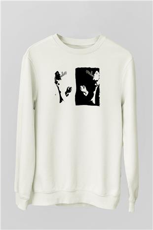 Tom Waits Baskılı Beyaz Unisex Sweatshirt