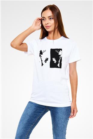 Tom Waits Baskılı Unisex Beyaz Tişört - Tshirt