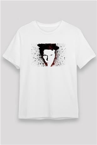 Tom Waits Baskılı Unisex Beyaz Tişört - Tshirt