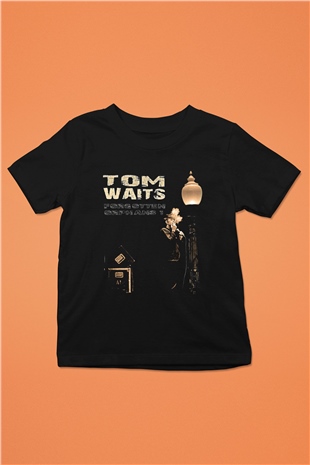 Tom Waits Baskılı Unisex Siyah Çocuk Tişört - Tshirt