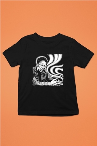Tom Waits Baskılı Unisex Siyah Çocuk Tişört - Tshirt