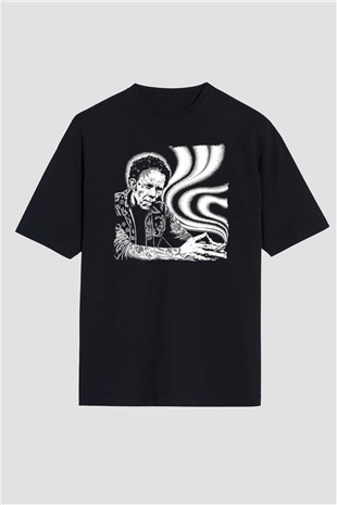 Tom Waits Baskılı Unisex Siyah Oversize Tişört - Tshirt