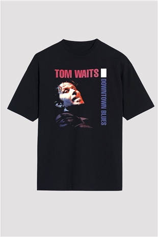 Tom Waits Baskılı Unisex Siyah Oversize Tişört - Tshirt