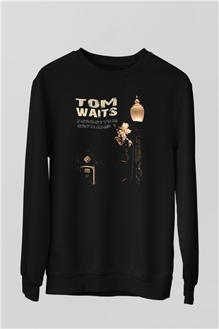 Tom Waits Baskılı Unisex Siyah Sweatshirt