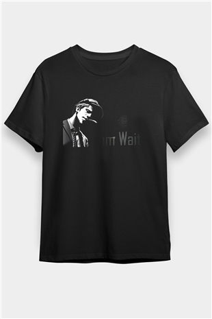 Tom Waits Baskılı Unisex Siyah Tişört - Tshirt