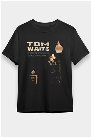 Tom Waits Baskılı Unisex Siyah Tişört - Tshirt