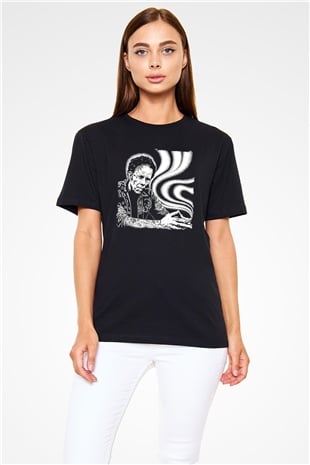Tom Waits Baskılı Unisex Siyah Tişört - Tshirt