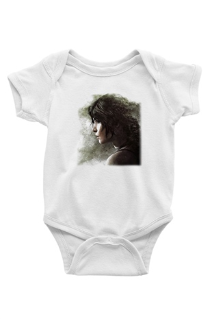 Tomb Raider Baskılı Beyaz Unisex Bebek Body - Zıbın