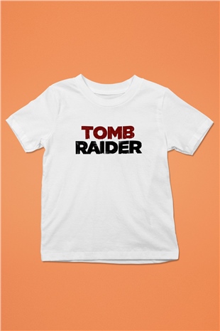Tomb Raider Baskılı Beyaz Unisex Çocuk Tişört