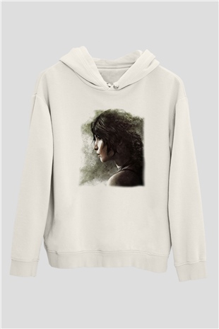 Tomb Raider Beyaz Unisex Hoodie