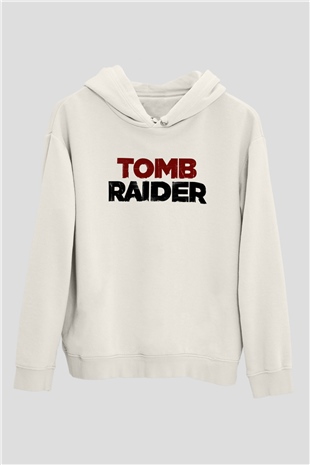 Tomb Raider Beyaz Unisex Hoodie