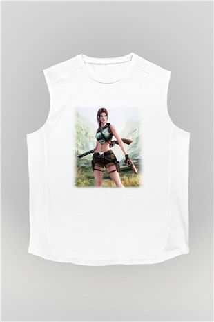 Tomb Raider Beyaz Unisex Kolsuz Tişört