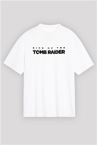 Tomb Raider Beyaz Unisex Oversize Tişört T-Shirt