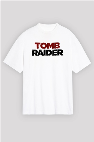 Tomb Raider Beyaz Unisex Oversize Tişört T-Shirt