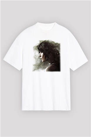 Tomb Raider Beyaz Unisex Oversize Tişört T-Shirt