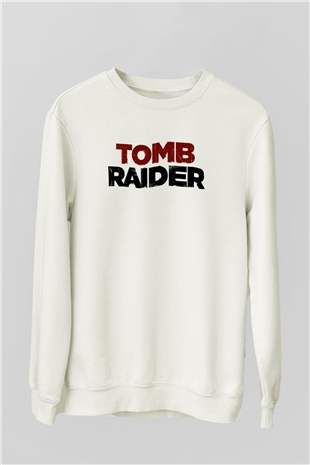Tomb Raider Beyaz Unisex Sweatshirt