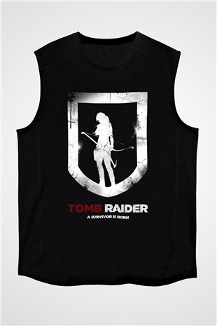 Tomb Raider Siyah Unisex Kolsuz Tişört