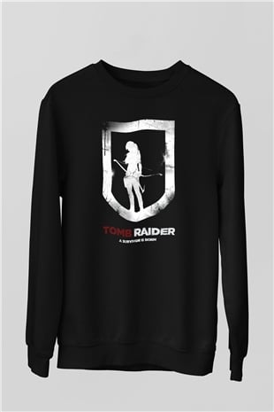 Tomb Raider Siyah Unisex Sweatshirt