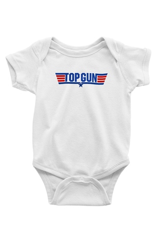 Top Gun Baskılı Beyaz Unisex Bebek Body - Zıbın