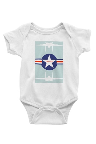 Top Gun Baskılı Beyaz Unisex Bebek Body - Zıbın