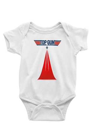 Top Gun Baskılı Beyaz Unisex Bebek Body - Zıbın