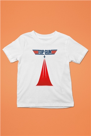 Top Gun Baskılı Beyaz Unisex Çocuk Tişört