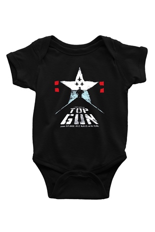 Top Gun Baskılı Siyah Bebek Body - Zıbın