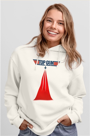 Top Gun Beyaz Unisex Hoodie