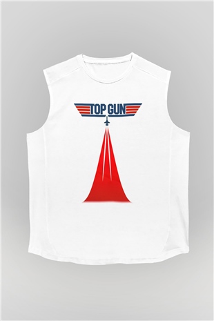 Top Gun Beyaz Unisex Kolsuz Tişört