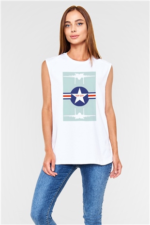 Top Gun Beyaz Unisex Kolsuz Tişört