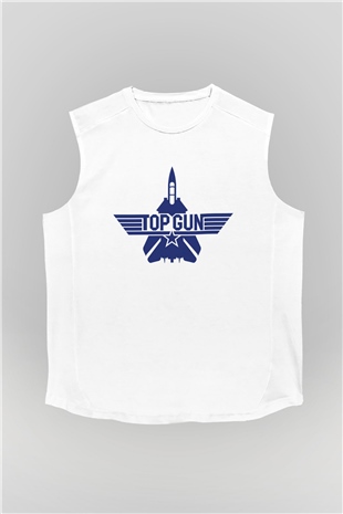 Top Gun Beyaz Unisex Kolsuz Tişört