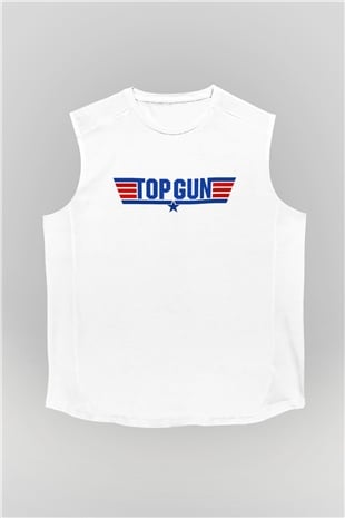 Top Gun Beyaz Unisex Kolsuz Tişört