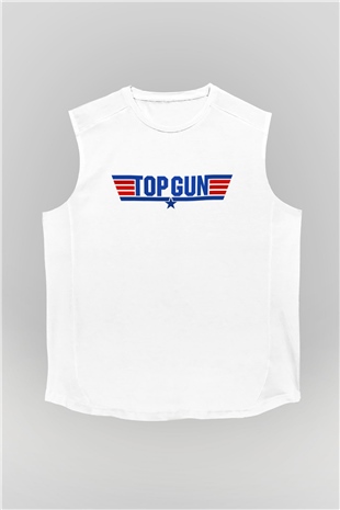 Top Gun Beyaz Unisex Kolsuz Tişört