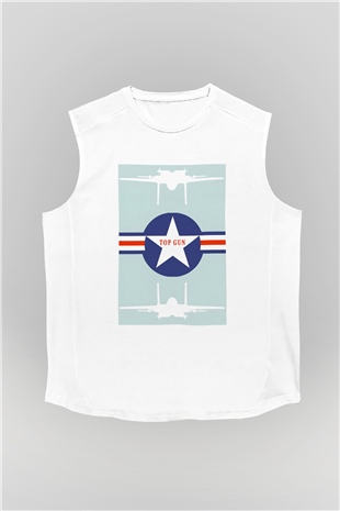 Top Gun Beyaz Unisex Kolsuz Tişört
