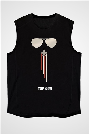Top Gun Siyah Unisex Kolsuz Tişört
