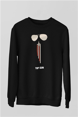 Top Gun Siyah Unisex Sweatshirt