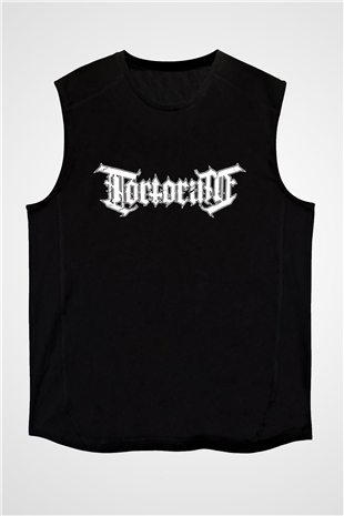 Tortorum Baskılı Unisex Siyah Kolsuz Tişört - Tshirt