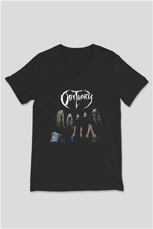Tortorum Baskılı Unisex Siyah V Yaka Tişört - Tshirt