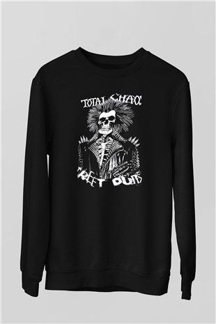 Total Chaos Baskılı Unisex Siyah Sweatshirt