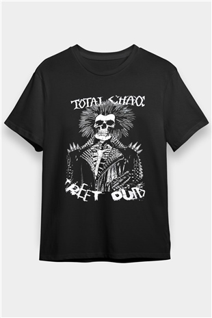 Total Chaos Baskılı Unisex Siyah Tişört - Tshirt