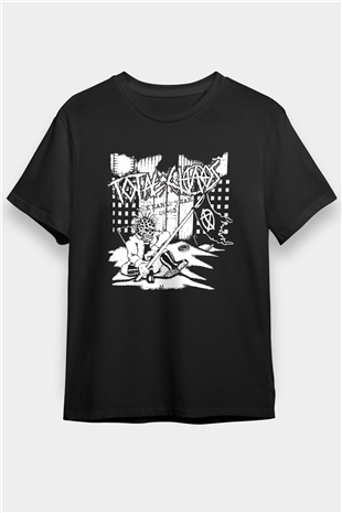 Total Chaos Baskılı Unisex Siyah Tişört - Tshirt