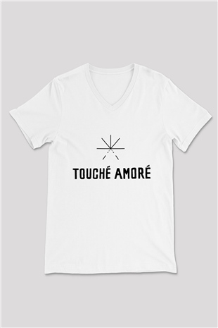 Touche Amore Beyaz Unisex V Yaka Tişört T-Shirt